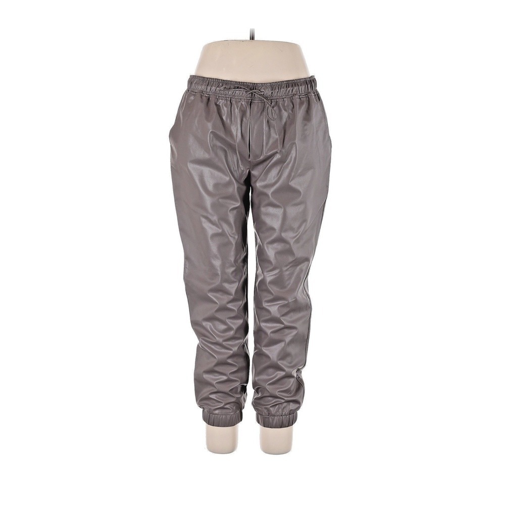 The Reset Taupe Faux Vegan Leather Jogger Pants‎ Size XL Minimalist Clean Girl